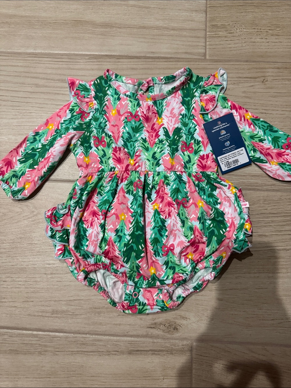 NWT RuffleButts Knit Long Sleeve Bubble Romper in Pink Jolly Grove 6-12 months